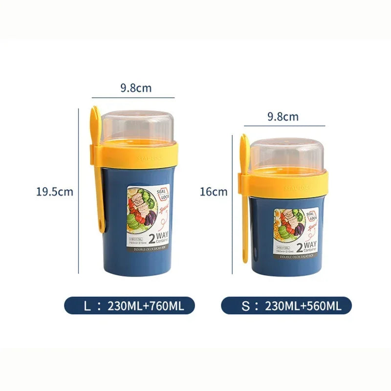 The Small container holds 230ml + 560ml, while the Large container offers 230ml + 760ml, providing ample storage for a variety of meals and snacks. Perfect for keeping your food fresh and organized throughout the day.