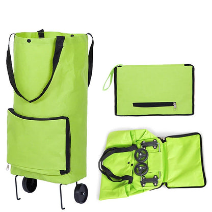 "Transform your shopping experience with this versatile bag featuring foldable wheels for easy carrying or rolling. Perfect for shopping, travel, and everyday use, it's a stylish and eco-friendly choice."