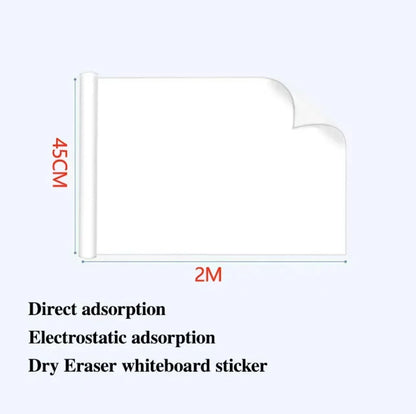 "Customize your workspace with this electrostatic whiteboard sticker, available in sizes from 45cm *2m. Perfect for smooth writing, easy erasing, and versatile use in any setting."