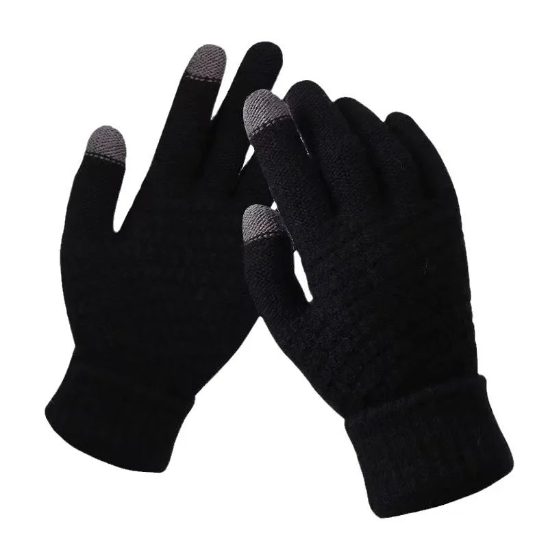 "Stay warm and connected with these touch screen-compatible gloves, crafted from soft cotton, leather, and PU for durability. Perfect for outdoor activities, they combine style, comfort, and functionality."