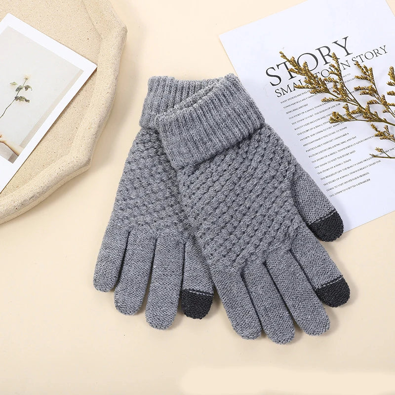 "Stay warm and connected with these touch screen-compatible gloves, crafted from soft cotton, leather, and PU for durability. Perfect for outdoor activities, they combine style, comfort, and functionality."