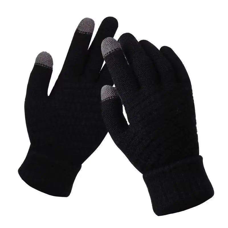 "Stay warm and connected with these touch screen-compatible gloves, crafted from soft cotton, leather, and PU for durability. Perfect for outdoor activities, they combine style, comfort, and functionality."