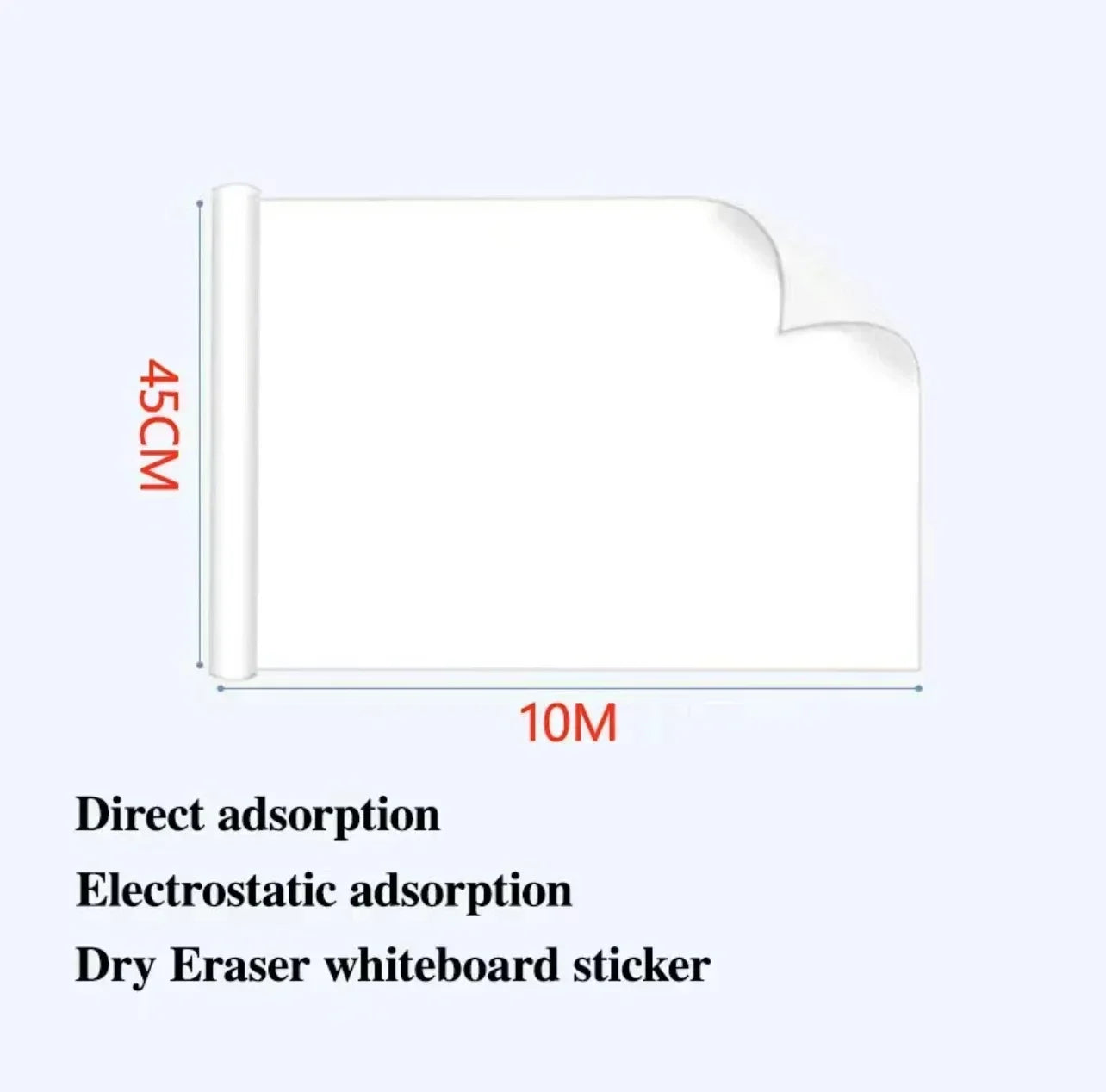 "Customize your workspace with this electrostatic whiteboard sticker, available in sizes from 45cm*10m. Perfect for smooth writing, easy erasing, and versatile use in any setting."