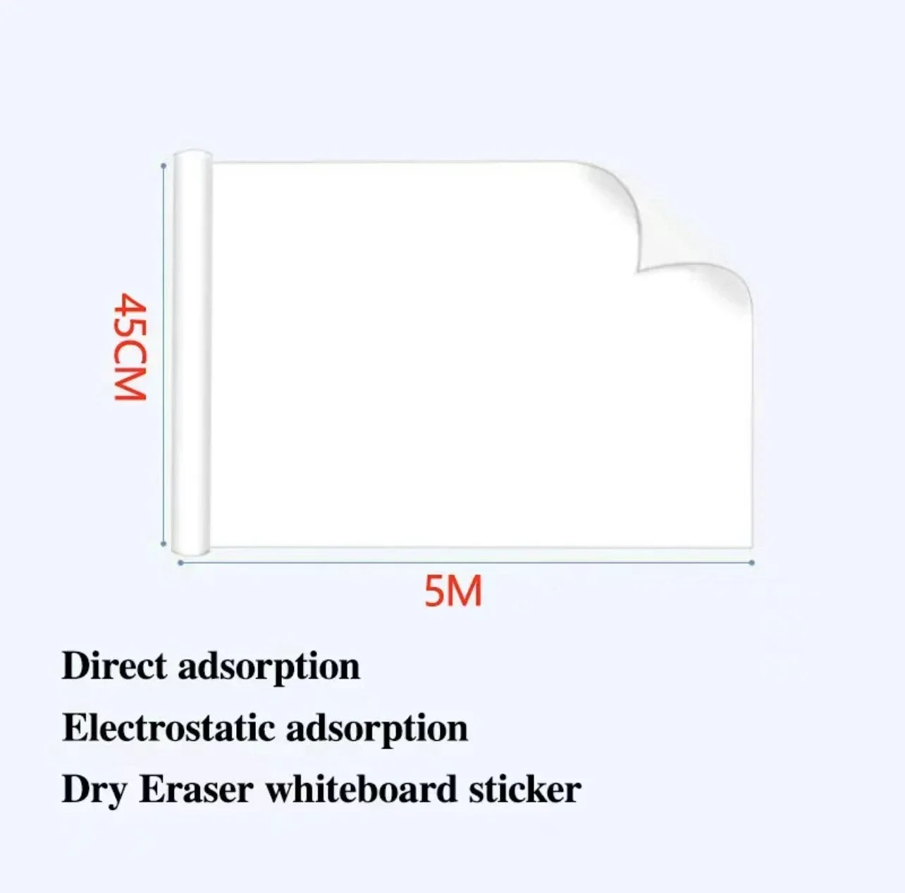 "Customize your workspace with this electrostatic whiteboard sticker, available in sizes from 45cm*5m. Perfect for smooth writing, easy erasing, and versatile use in any setting."