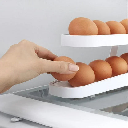 "Space-saving and sturdy egg rack holder, ideal for temporary egg storage in kitchens or restaurants. Features an attractive design with a smooth, easy-to-clean surface for optimal convenience and cleanliness."